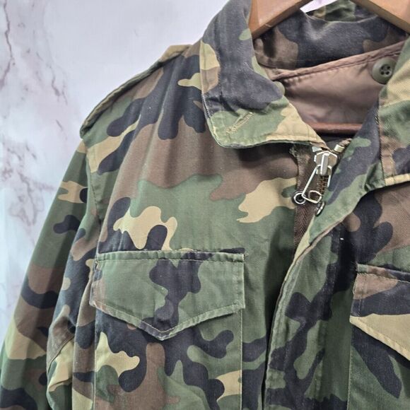 Military Jacket Mens Small Red Jungle Woodland Camo Cold Weather Lined Field - Picture 2 of 13